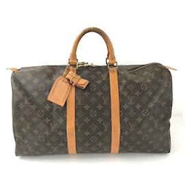 Louis Vuitton-Monograma de Louis Vuitton Keepall 50 Bolsa de viaje de lona M41426 en buen estado-Castaño