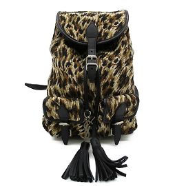 Yves Saint Laurent Leopard Print Canvas Festival Backpack 421943 Brown