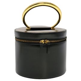 Céline CELINE Vanity Kosmetiktasche Leder Schwarz Gold Auth 43930 Schwarz Golden