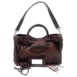 Balenciaga-Brown Balenciaga Leather City-Brown