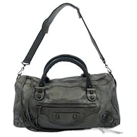 Balenciaga-Grey Balenciaga Leather Twiggy-Grey