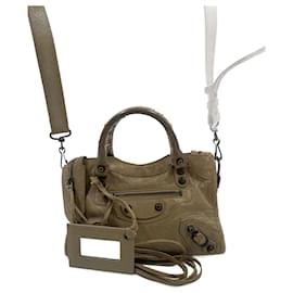 Balenciaga-Beige Leather Mini Balenciaga City-Beige