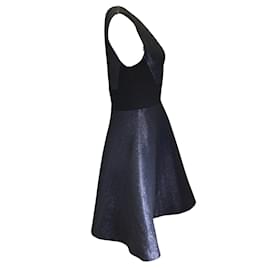 Prabal Gurung-Prabal Gurung Navy Blue / Black Shimmery Sleeveless A-Line Dress-Blue