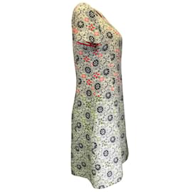 Louis Vuitton-Louis Vuitton Ivory / Poppy red / Black Monogram Logo Printed Short Sleeved Wool and Silk Dress-Multiple colors