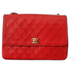 Chanel Timeless Bag Red Lambskin Leather Red