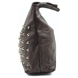 Balenciaga-Balenciaga shoulder bag Shopper with studs-Brown