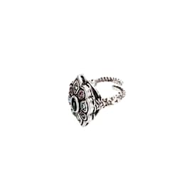 Gucci-Gucci Crystal Ring Metal Ring in Great Condition-Silvery