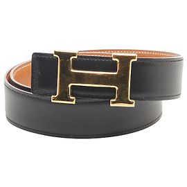 Hermès Hermes Cinturón Constance Reversible Negro Negro
