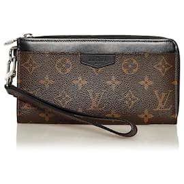 Louis Vuitton-Carteira Louis Vuitton Brown Monogram Macassar Zippy Dragonne-Marrom,Preto