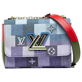 Louis Vuitton-Louis Vuitton Blue Damier Denim Patchwork Twist MM-Blue