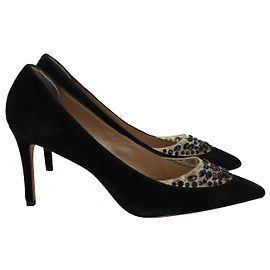 Tory Burch Delphine Embellished Pumps in Black Suede Black