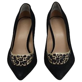 Tory Burch-Tory Burch Delphine Embellished Pumps in Black Suede-Black