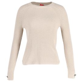 Hugo Boss Pull ras du cou tricoté en coton beige Marron Beige