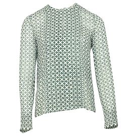 Tory Burch Bluse mit Kettendruck aus grüner Seide Andere