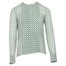 Tory Burch-Tory Burch Chain Print Blouse in Green Silk-Other