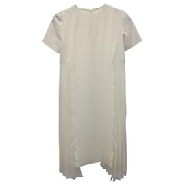Maison Martin Margiela-Vestido con pliegues laterales en lana color crema de Maison Margiela-Blanco,Crudo