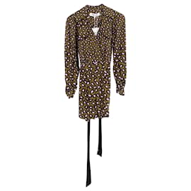 Diane Von Furstenberg-Macacão Diane Von Furstenberg Ella com efeito envolvente e estampa de leopardo em viscose multicolorida-Outro