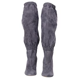 Jimmy Choo-Jimmy Choo Maxyn 85 Knee-High Boots in Grey Suede-Grey