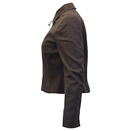 Escada-Giacca blazer sartoriale Escada con zip frontale in lana marrone-Marrone