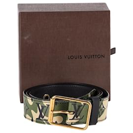 Louis Vuitton-Cinturón con hebilla de monograma de Louis Vuitton x Takashi Murakami en cuero verde-Otro