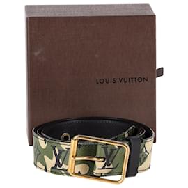 Louis Vuitton-Louis Vuitton x Takashi Murakami Monogramouflage Cinto com fivela em couro verde-Outro