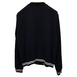 Dries Van Noten-Dries Van Noten Knit Bomber Jacket in Navy Blue Cotton-Blue,Navy blue