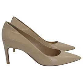 Sophia webster-Sophia Webster Pointed Pumps in Beige Patent Leather-Beige