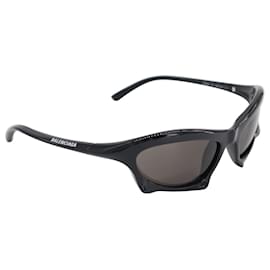 Balenciaga-Óculos de Sol Balenciaga Bat Retângulo em Nylon Preto-Preto