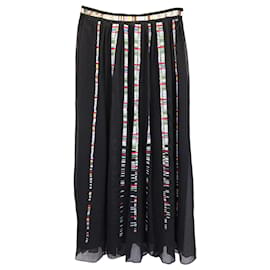Missoni-M Missoni Embroidered Gathered Maxi Skirt in Black Silk-Black