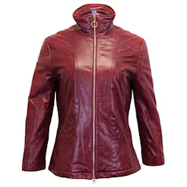 Escada-Escada Sport Mock Neck Zip Front Jacket in Red Leather-Red