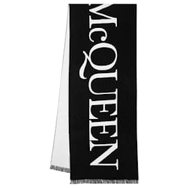 Alexander Mcqueen-Classic Logo Scarf - Alexander Mcqueen - Wool - Black-Black