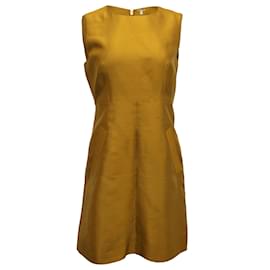 Diane Von Furstenberg-Diane Von Furstenberg Capreena Sleeveless Mini Dress in Gold Silk Cotton-Golden