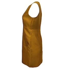 Diane Von Furstenberg-Diane Von Furstenberg Capreena Sleeveless Mini Dress in Gold Silk Cotton-Golden
