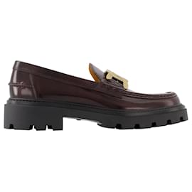 Tod's-Gomma Pesante Loafers - Tod's - Leather - Burgundy-Black