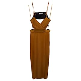 A.L.C-a.l.C. Sienna Pleated Cut Out Midi Dress in Gold Polyester-Golden
