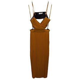 A.l.C. Robe mi-longue Sienna plissée à découpes en polyester doré Doré Métallisé