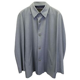 Ermenegildo Zegna Buttoned Shirt Jacket in Light Blue Silk Cashmere Blue Light blue