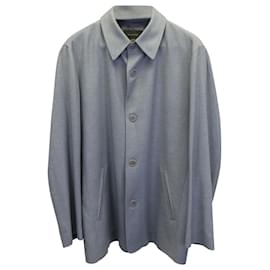 Ermenegildo Zegna-Ermenegildo Zegna Buttoned Shirt Jacket in Light Blue Silk Cashmere-Blue,Light blue