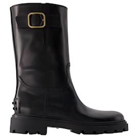 Tod's-Gomma Pesante Stivaletto Boots - Tod's - Leather - Black-Black
