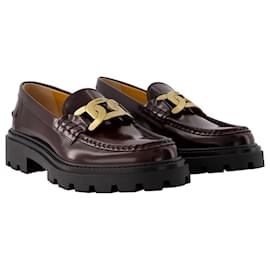 Tod's-Gomma Pesante Loafers - Tod's - Leather - Burgundy-Black