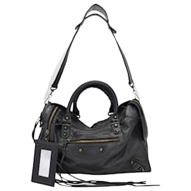 Balenciaga-Balenciaga Motocross Classic City Bag in Black Leather-Black