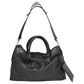 Balenciaga-Balenciaga Motocross Classic City Bag in Black Leather-Black