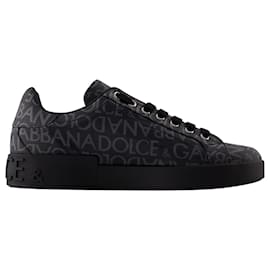 Dolce & Gabbana-Logo Spalmato Sneakers - Dolce&Gabbana - Canvas - Black-Black