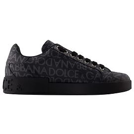 Dolce & Gabbana Logo Spalmato Sneakers - Dolce&Gabbana - Canvas - Black Nero