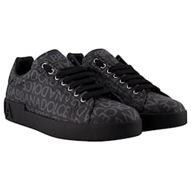 Dolce & Gabbana-Logo Spalmato Sneakers - Dolce&Gabbana - Canvas - Black-Black