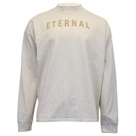 Fear of God-Langärmliges, hochgeschlossenes T-Shirt mit „Fear of God Eternal“-Aufdruck aus elfenbeinfarbener Baumwolle-Weiß,Roh