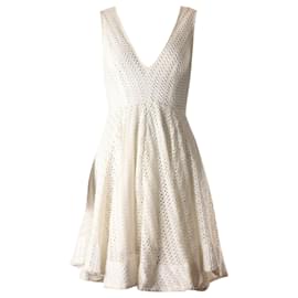 Sandro-Sandro Paris Robe sans manches au crochet Bliss en coton blanc-Blanc