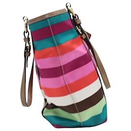 Coach-Coach Striped Legacy Tote Bag in Multicolor Silk-Multiple colors