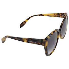 Alexander Mcqueen-Alexander McQueen AM0041S Semi-Cat-Eye-Sonnenbrille in Schildpattoptik aus braunem Acetat-Andere