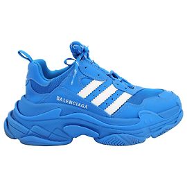 Balenciaga x Adidas Triple S Sneakers in Blue Polyurethane Blue